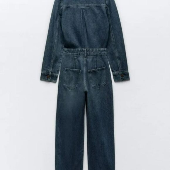 ZARA FRONT POCKETS DENIM JUMPSUIT - Picture 10 of 10